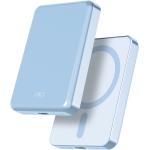 Powerbank sans fil MagSafe 5000mAh 1 port USB C 15W Qi M&eacute;tal Bleu + Garantie &agrave; vie